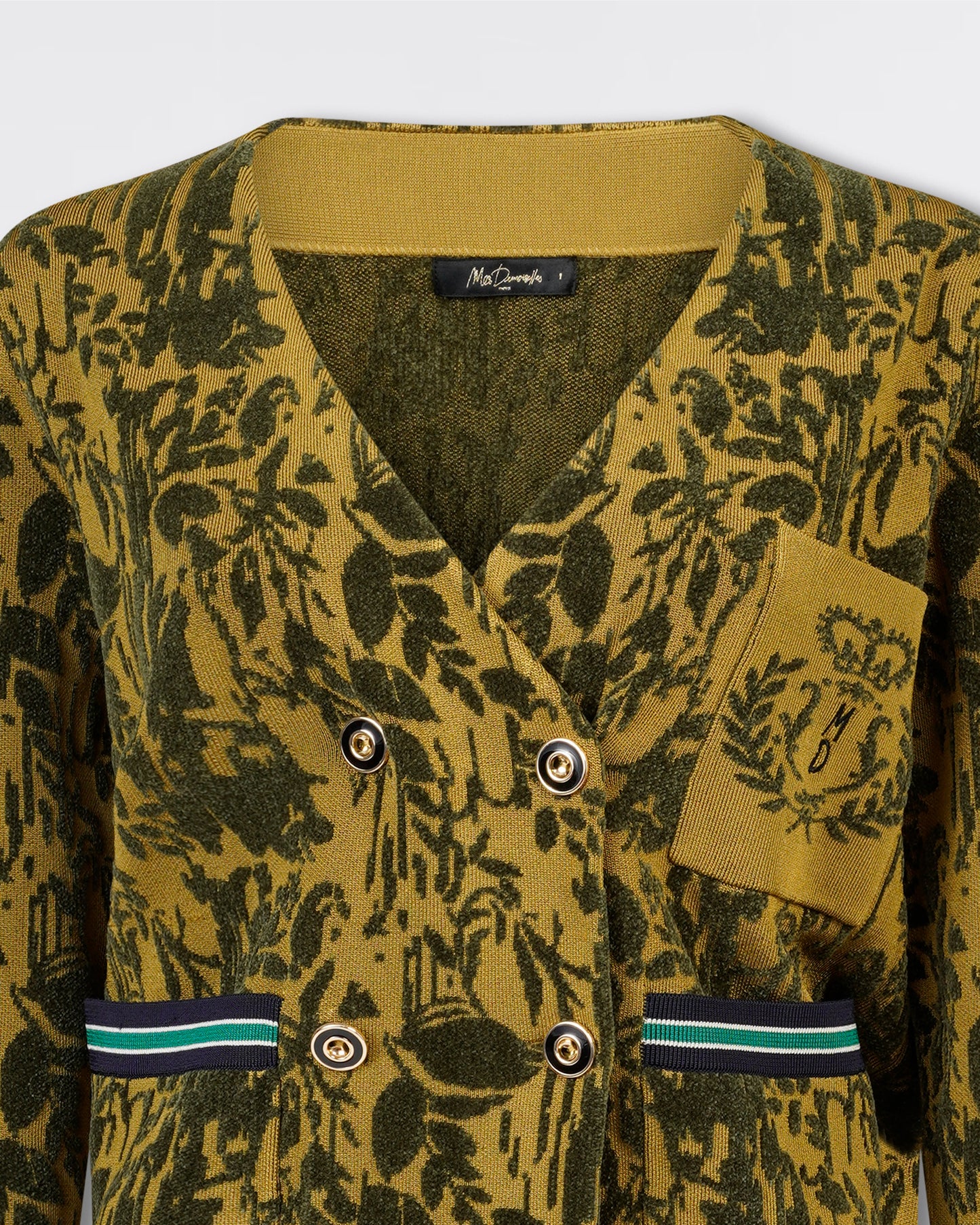 Veste en jacquard de velours kaki : Manteaux & vestes Mes Demoiselles