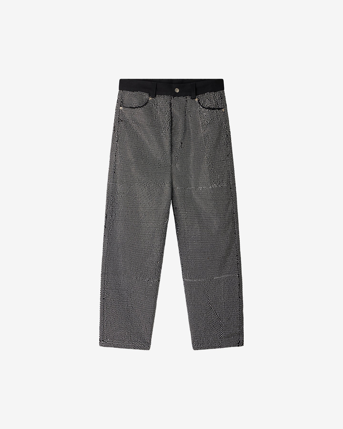 Pantalon Creme - Noir : Pantalon denim noir et clous strass argent Mes Demoiselles