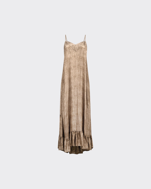 Robe Divali - Taupe : Longue robe légère en soie habotai Mes Demoiselles - Dernière image