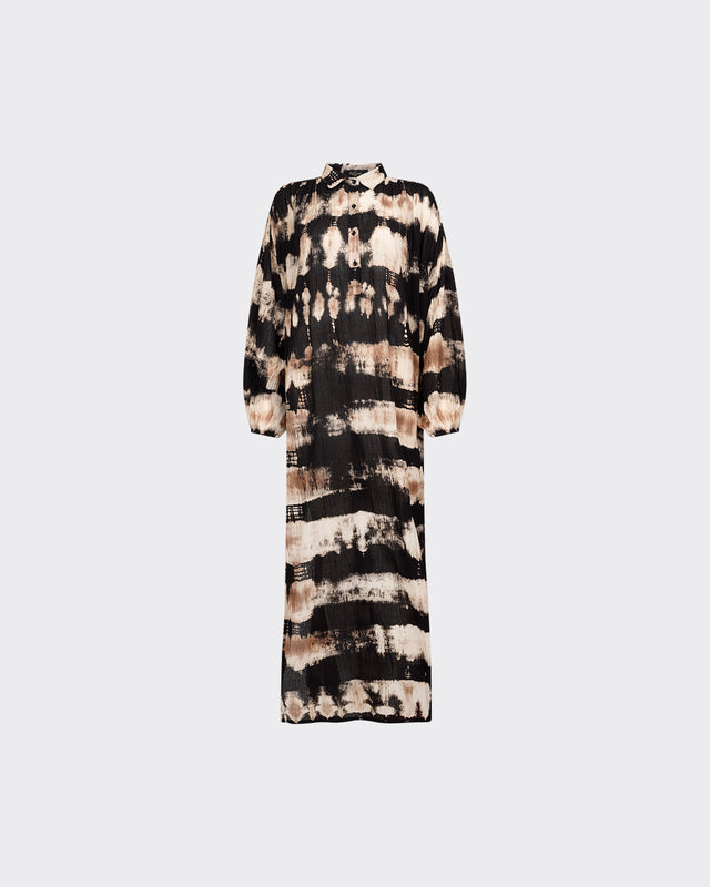 Robe Fazil - Beige : Longue robe chemise en coton imprimé Mes Demoiselles - Dernière image