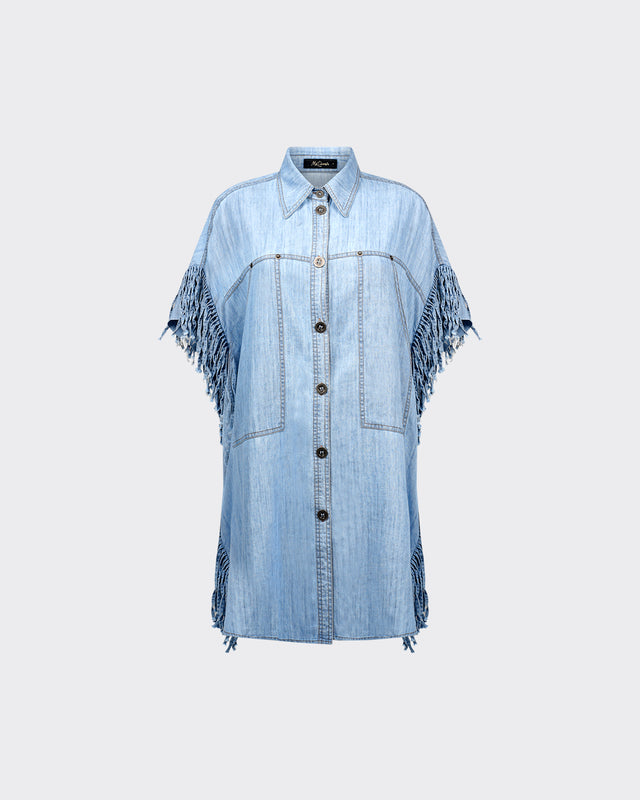 Robe Ibronson - Bleu : Robe courte à franges Mes Demoiselles - Dernière image