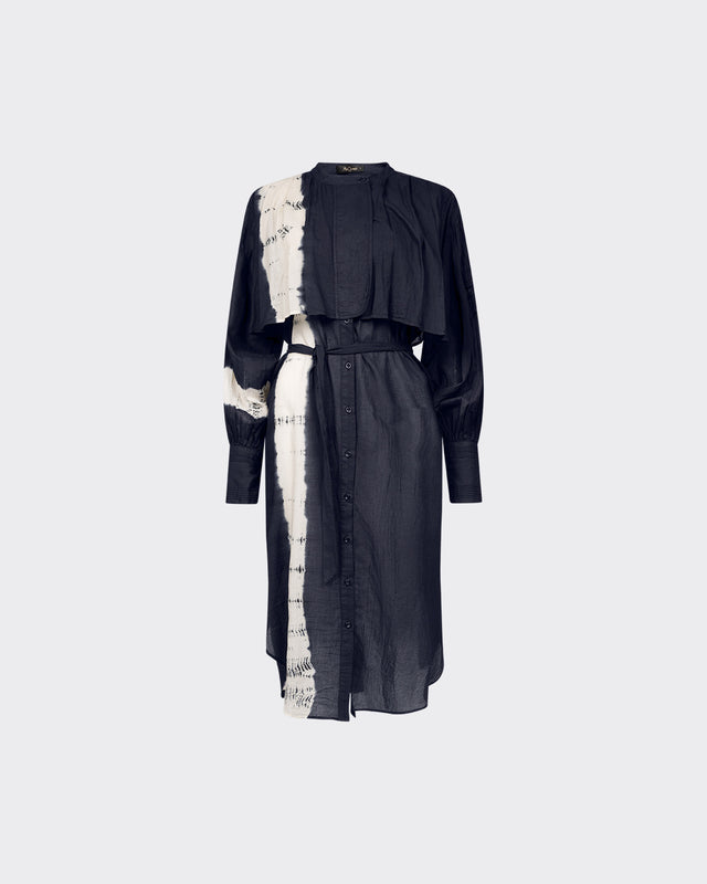 Robe Laly - Noir : Robe en coton noire et bande écru Mes Demoiselles - Dernière image
