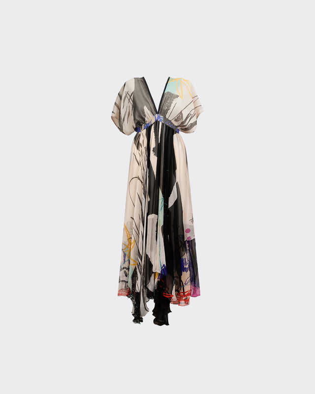 Robe Micasso - Noir : Longue robe imprimé aux doux volumes Mes Demoiselles - Dernière image