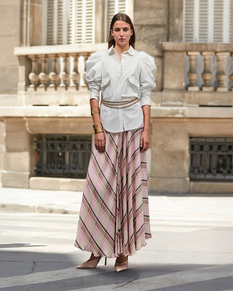 Jupe mi-longue nouée rose pour femme | Claudie Pierlot Jupe mi-longue nouée rose pour femme | Claudie Pierlot
