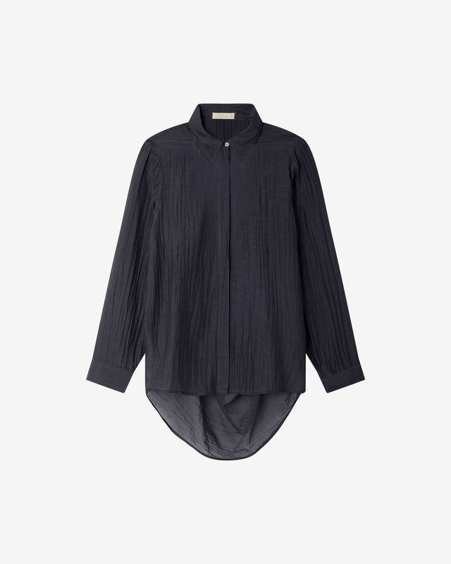 Chemise souple et longue en gaze de coton et soie kaki - Chemises & tops Mes Demoiselles - Image 1