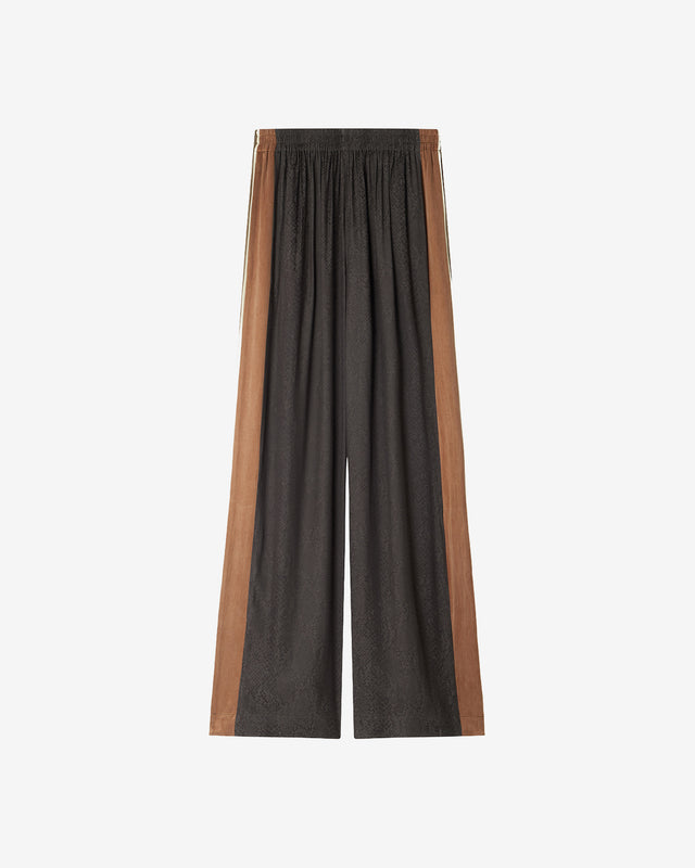 Pantalon Leslye - Noir : Pantalon noir imprimé reptile en jacquard satin Mes Demoiselles - Dernière image