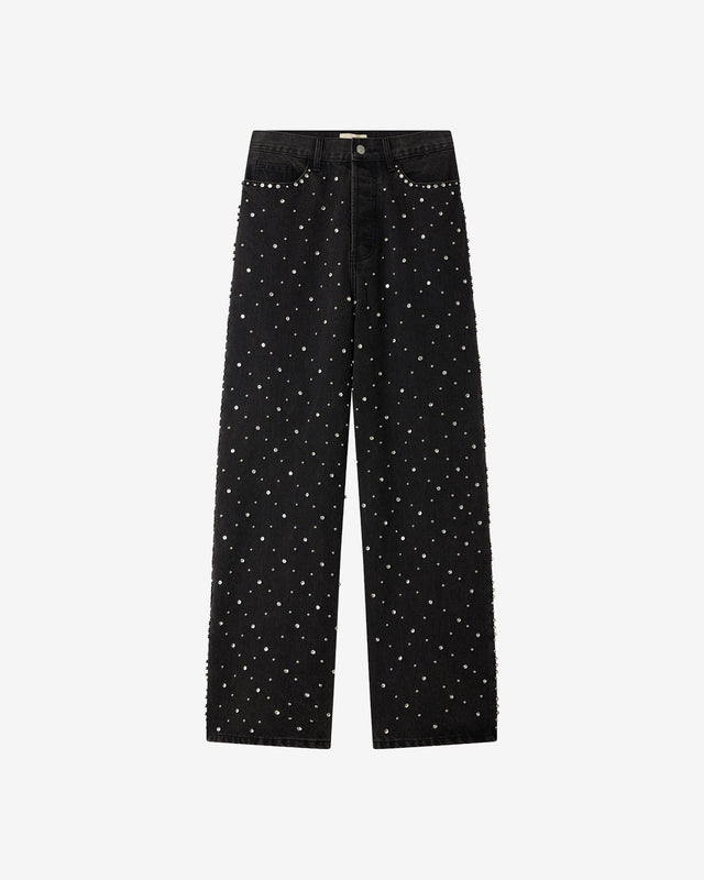 Jeans Manny - Noir : Jean oversize noir avec détails argentés Mes Demoiselles - Dernière image