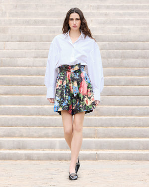 Bermuda féminin en jacquard lurex imprimé floral : Jupes & shorts Mes Demoiselles