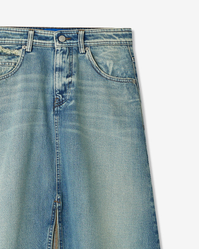 Jupe longue en denim washed blue – esprit western : Jupes & shorts Mes Demoiselles - Image 2