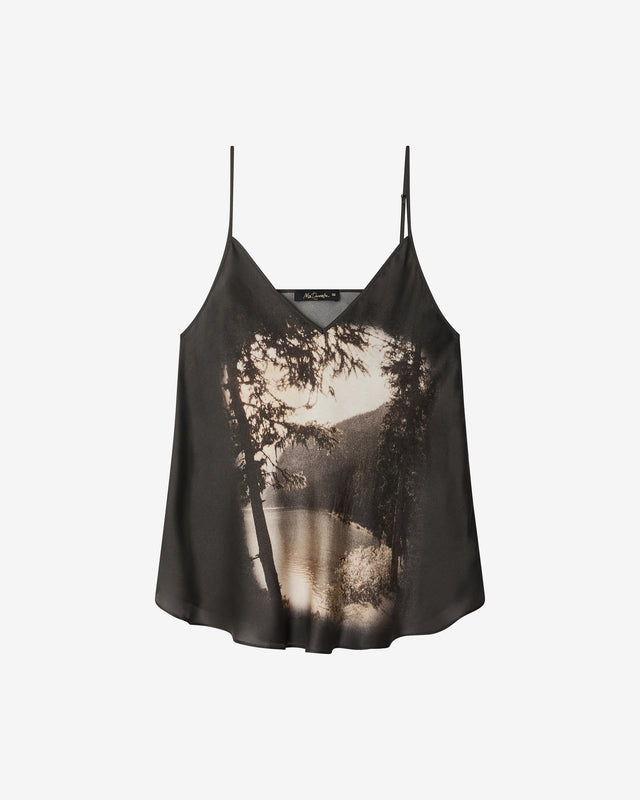 Top Aki - Noir : Top en soie satin sand - wash – imprimé paysage Mes Demoiselles - Dernière image