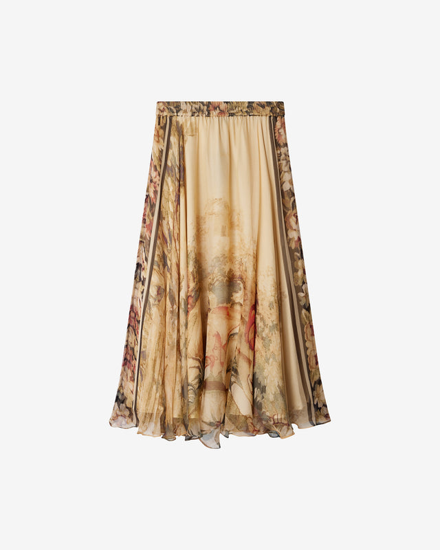 Jupe Averly - Beige : Jupe en Viscose Chiffon – Imprimé Baroque Multicolore Mes Demoiselles - Dernière image