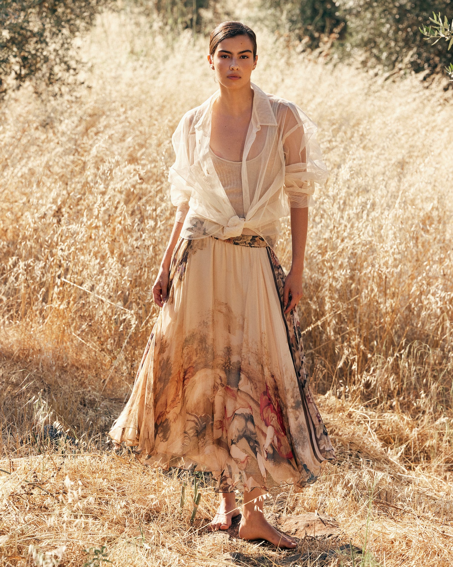 Jupe en Viscose Chiffon – Imprimé Baroque Multicolore - Jupes & shorts Mes Demoiselles