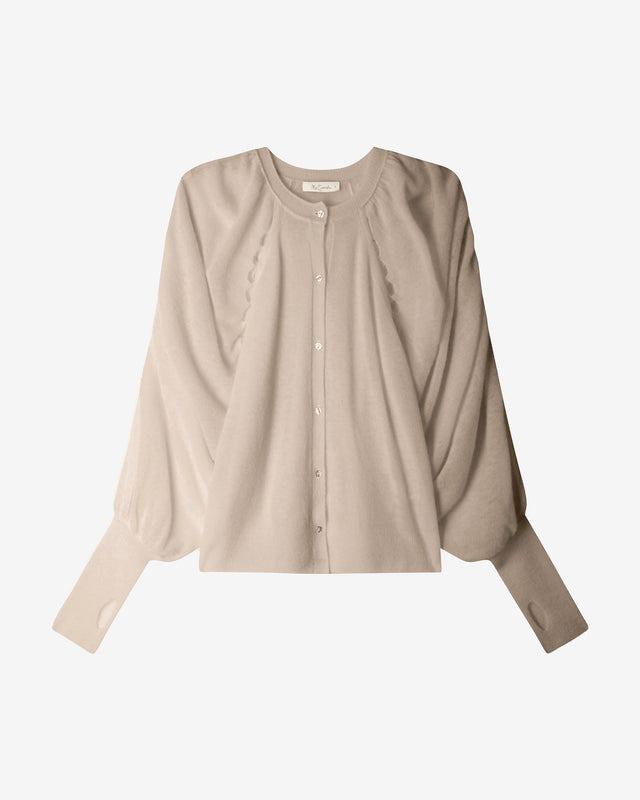 Robe longue imprimée, touche artistique et dentelle raffinée : Pulls & gilets Mes Demoiselles - Image 1