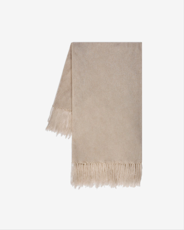 Foulard Carrick - Taupe : Foulard Long en Laine Duveteuse – Beige & Franges Fait Main Mes Demoiselles - Dernière image
