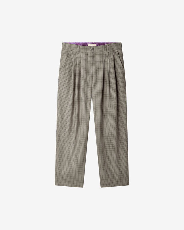 Pantalon Class - Taupe : Pantalon en pied - de - poule – coupe masculine noir et blanc Mes Demoiselles - Dernière image