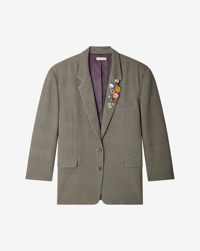 Veste Crescendo - Gris : Veste oversize en pied - de - poule noir & blanc – esprit tailoring Mes Demoiselles - Dernière image