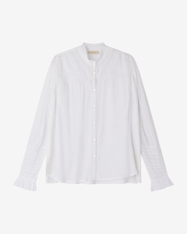 Chemise Crum - Ivoire : Blouse en Coton Blanche– Dentelle & Col Victorien Mes Demoiselles - Dernière image