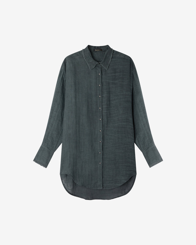 Chemise Crunchy - Gris : Chemise Longue en Double Coton – Finition Pigment Dye Mes Demoiselles - Dernière image