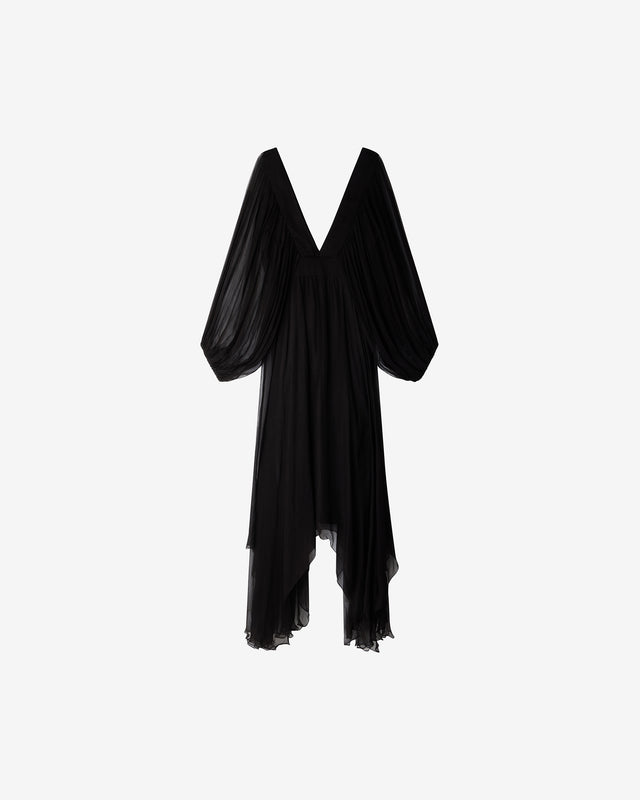 Robe Denisa - Noir : Robe longue en chiffon de viscose – noir Mes Demoiselles - Dernière image
