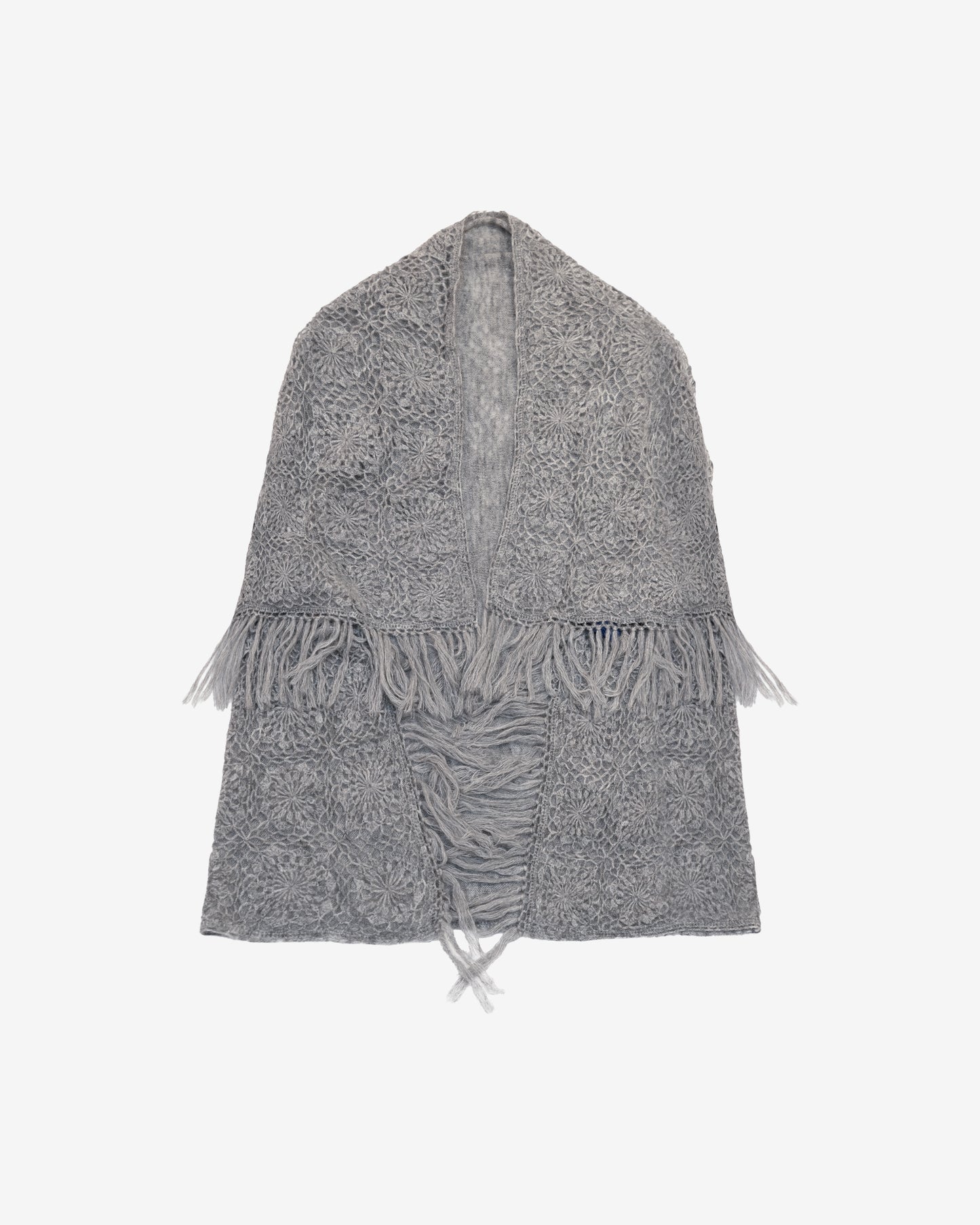 Plaid au crochet fait main – Motif fleurs en alpaca gris - Accessoires Mes Demoiselles