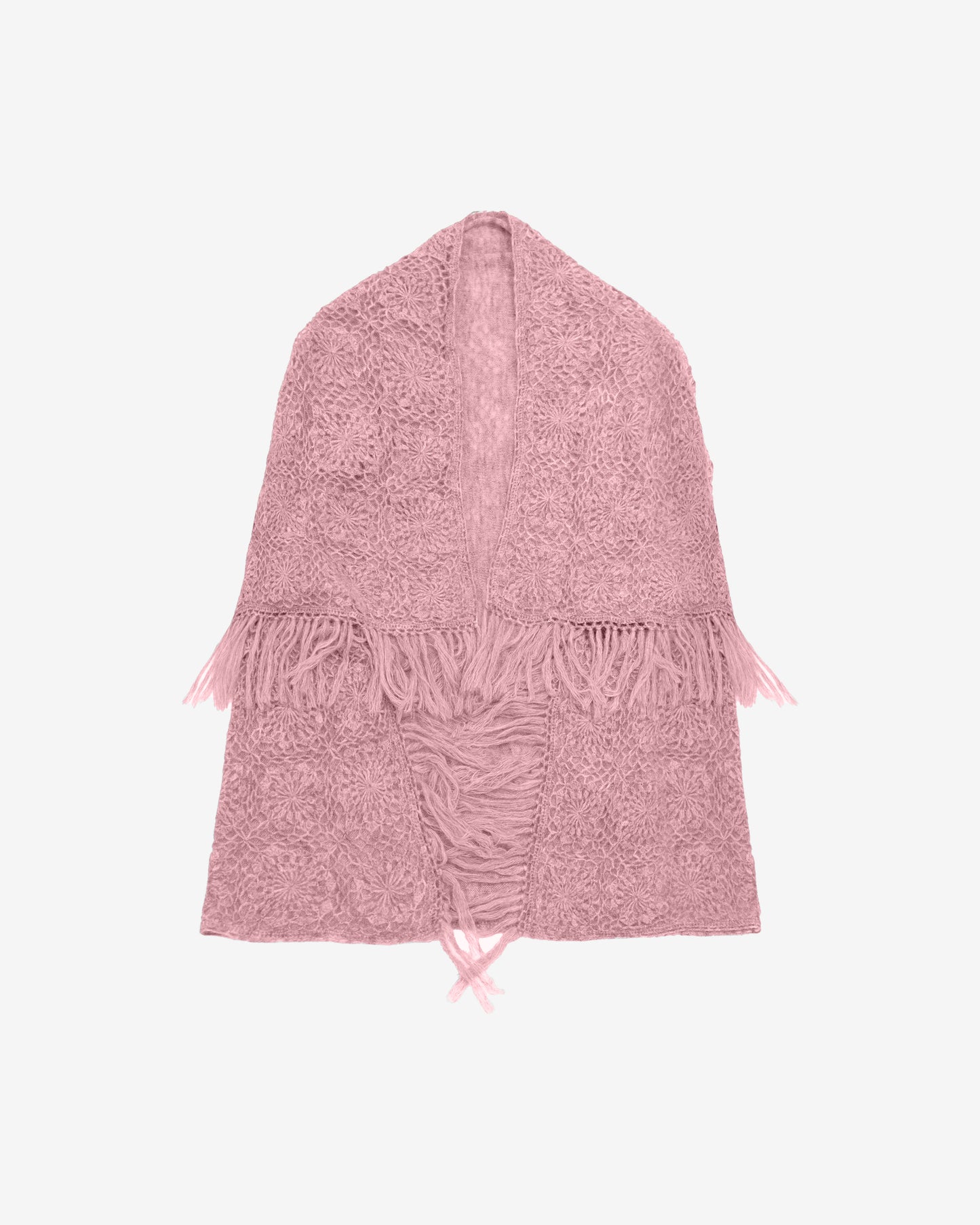 Plaid au crochet fait main – Motif fleurs en alpaca rose - Accessoires Mes Demoiselles