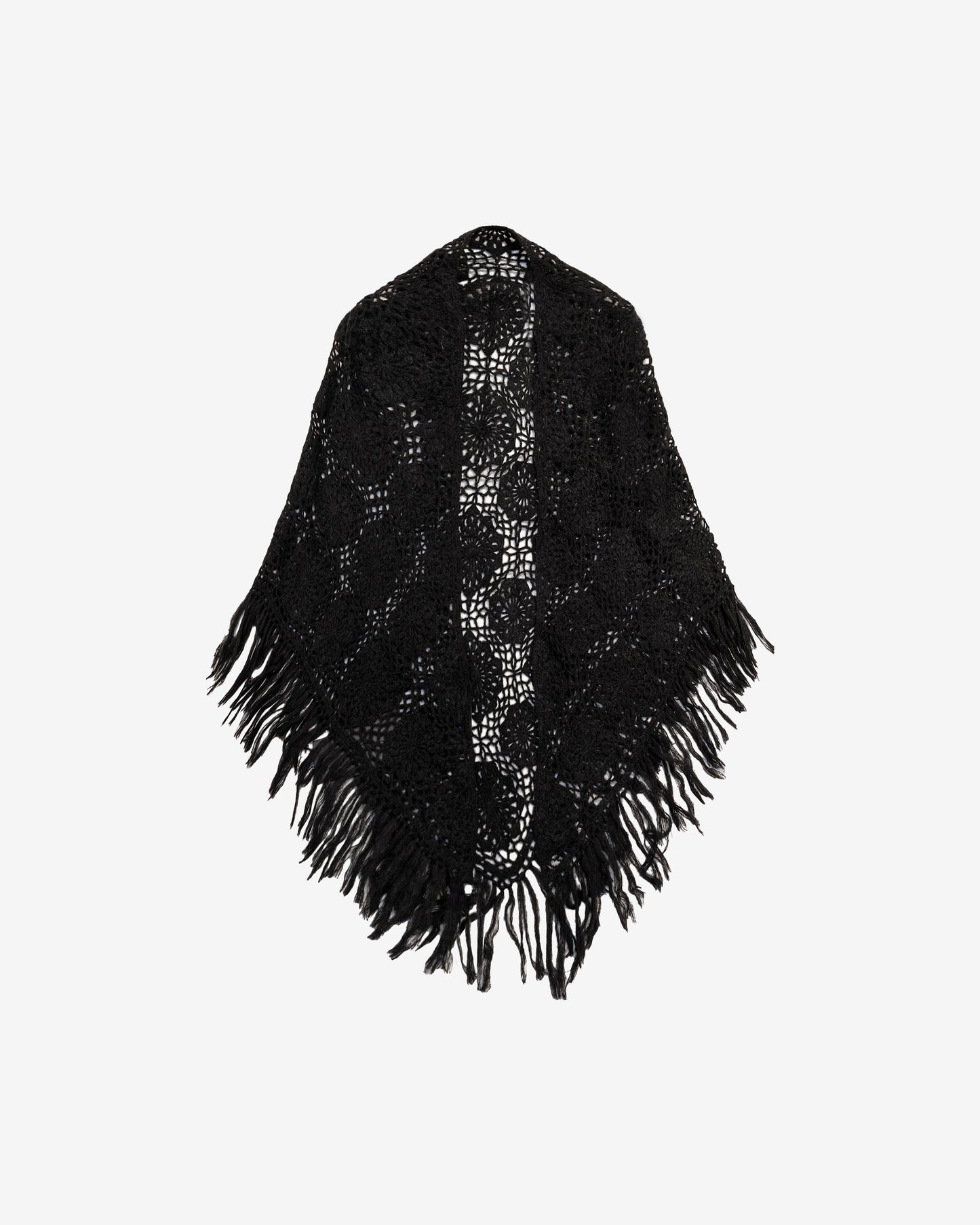 Châle au crochet fait main – Motif fleurs en alpaca noir : Accessoires Mes Demoiselles