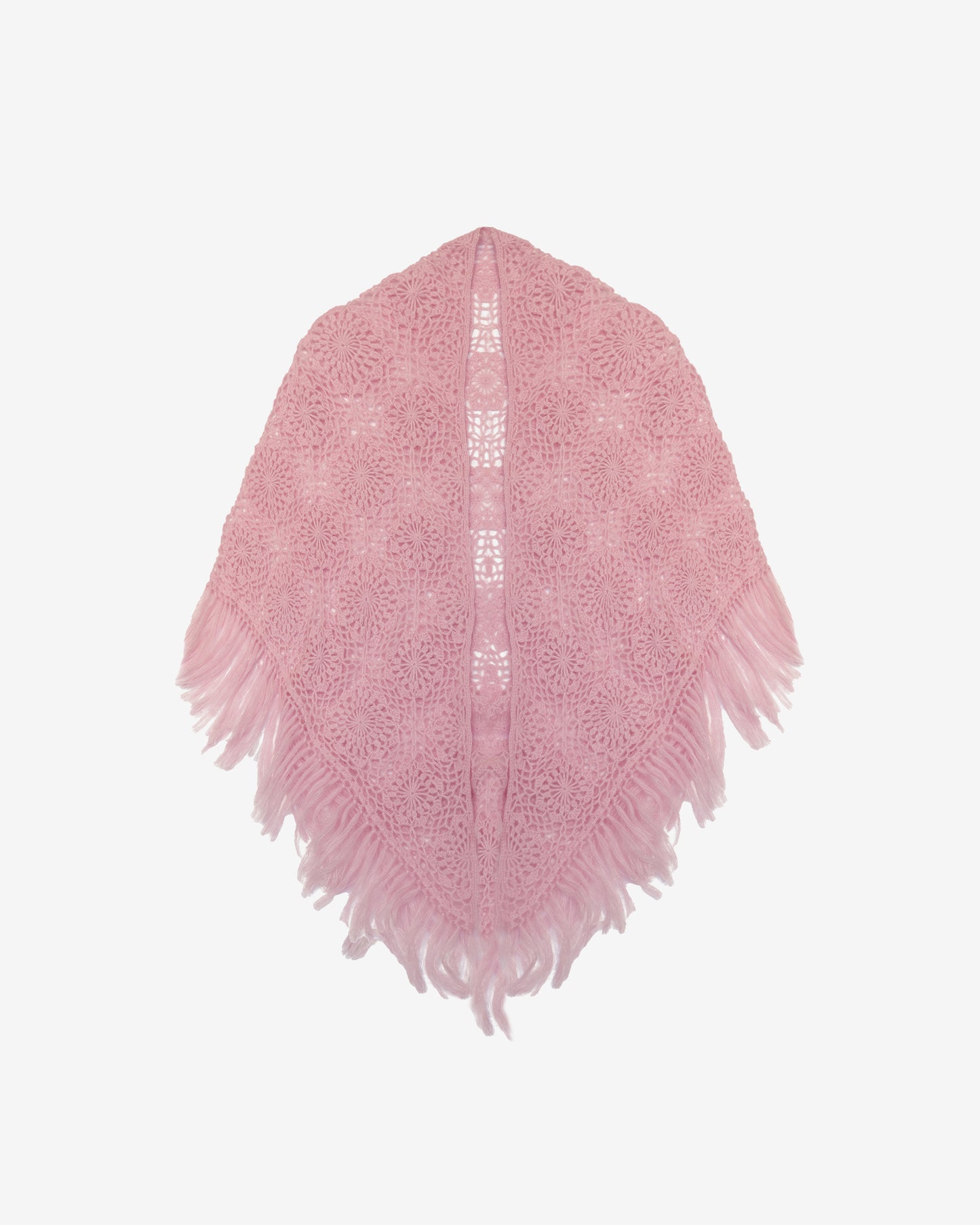 Châle au crochet fait main – Motif fleurs en alpaca rose : Accessoires Mes Demoiselles