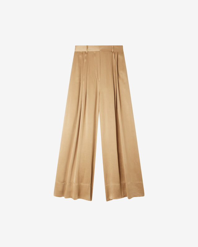 Pantalon Goliath - Beige : Pantalon large en cupro et viscose Beige Mes Demoiselles - Dernière image