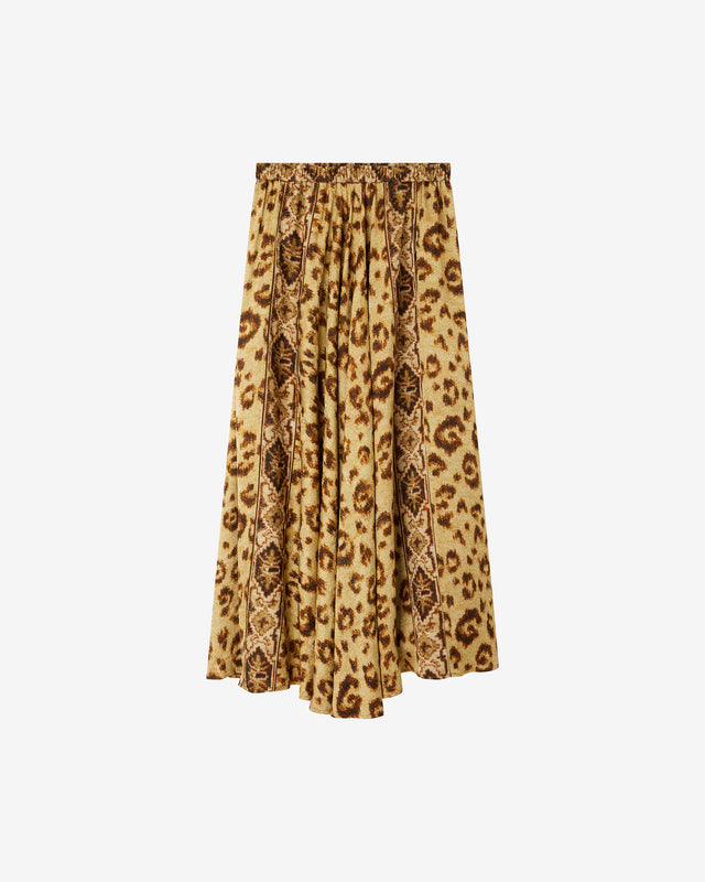 Jupe Lino - Beige : Jupe Longue en Viscose Jacquard – Imprimé Panthère Mes Demoiselles - Dernière image