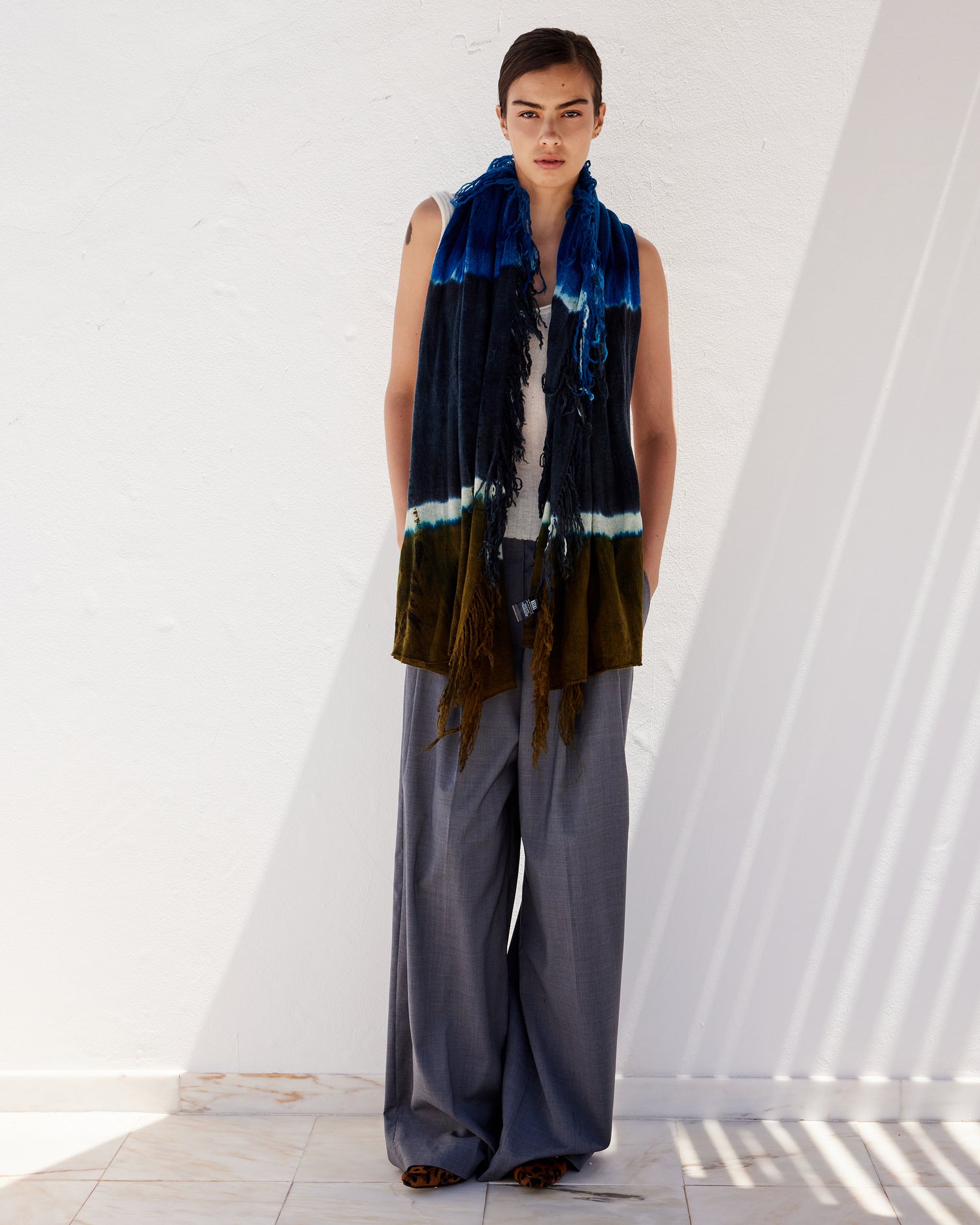 Foulard carré en laine tie & dye - Vert - Accessoires Mes Demoiselles