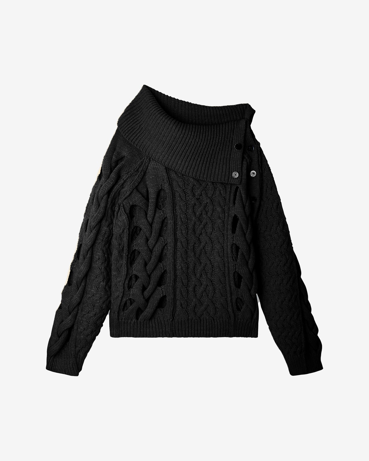 Pull écru à grosses torsades ajourées – charme naturel : Pulls & gilets Mes Demoiselles - Image 1