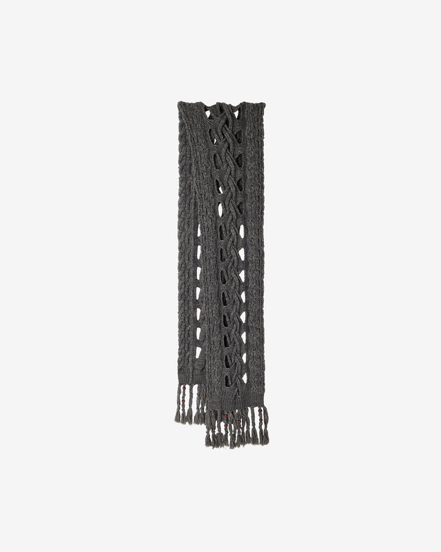 Foulard Manan - Gris : Écharpe longue en grosses torsades ajourées – gris foncé Mes Demoiselles - Dernière image
