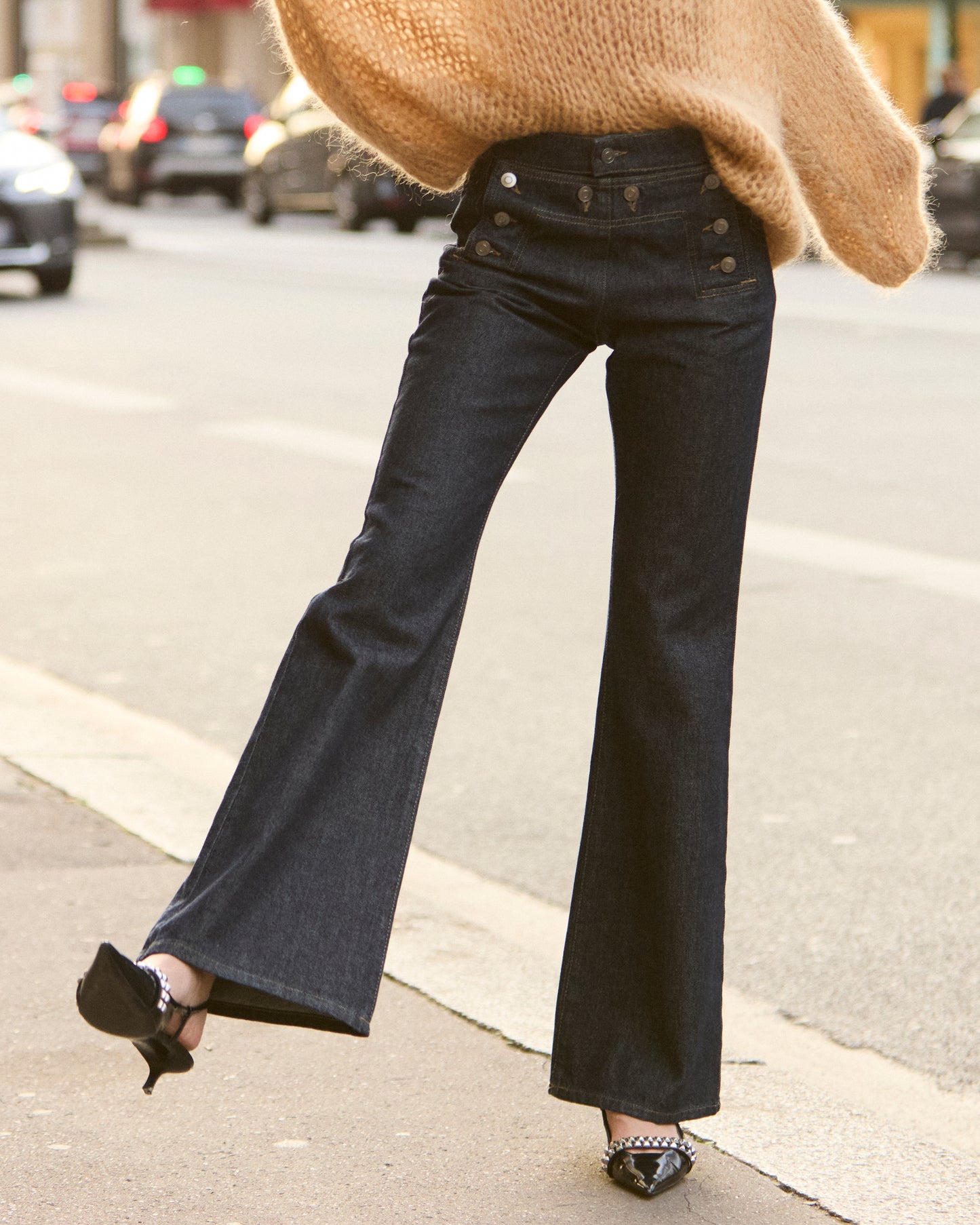 Jean indigo en toile de coton stretch : Pantalons & combinaisons Mes Demoiselles