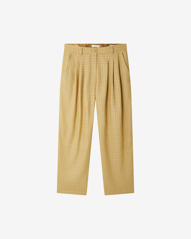 Pantalon Mr Jamiro - Jaune : Pantalon à carreaux – tailoring décontracté Mes Demoiselles - Dernière image