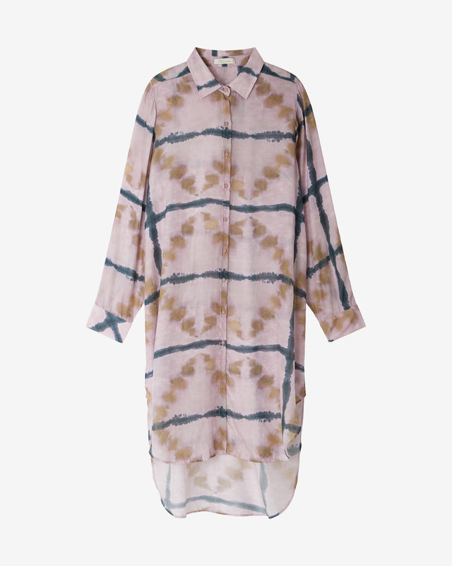Chemise Olia - Lavande : Longue chemise à carreaux tie & dye Mes Demoiselles - Dernière image