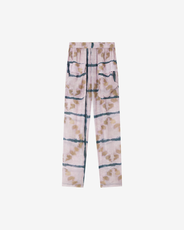 Pantalon Omma - Lavande : Pantalon cargo lavande à carreaux tie & dye Mes Demoiselles - Dernière image