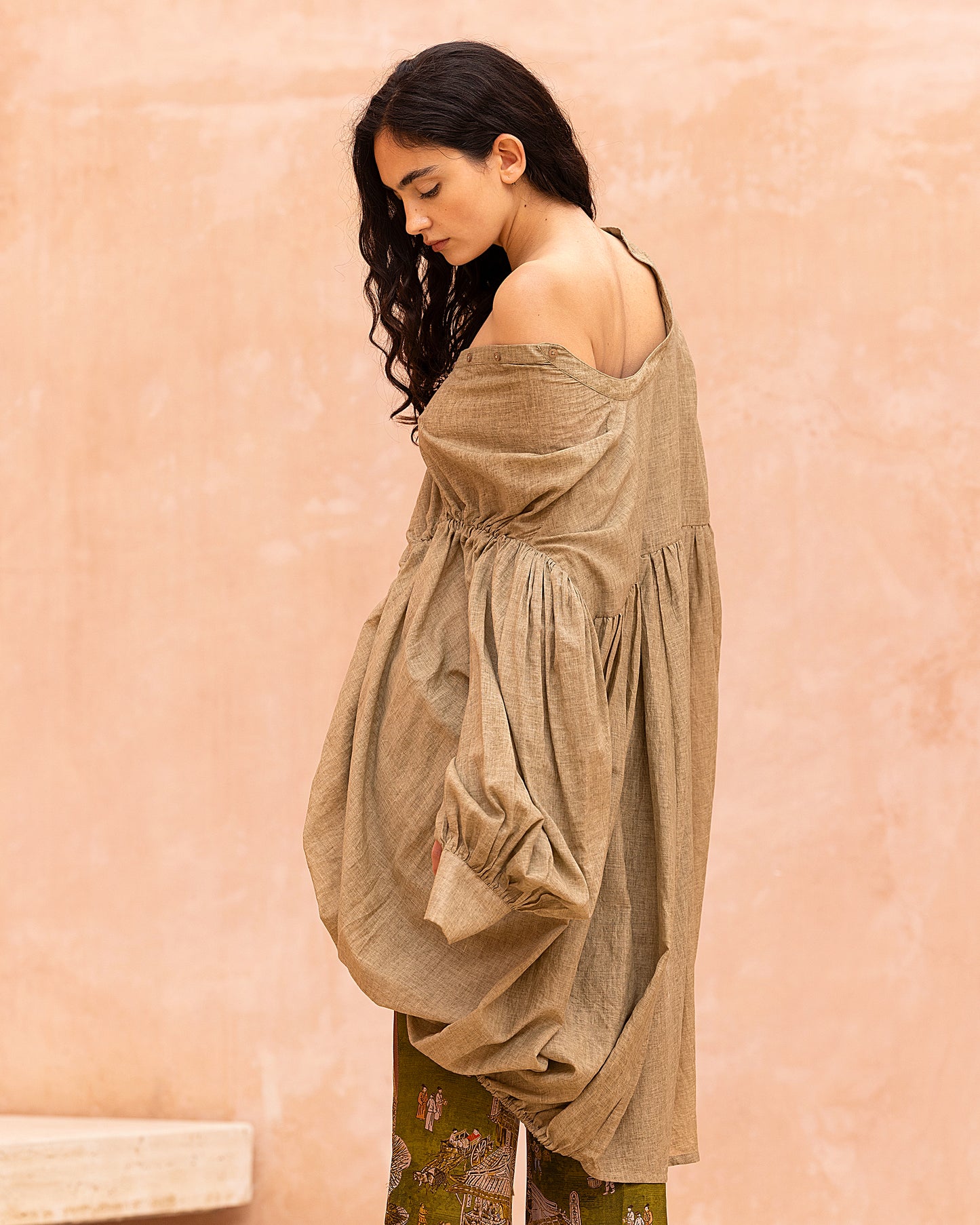 Blouse beige en voile de coton et détails subtils - Chemises & tops Mes Demoiselles