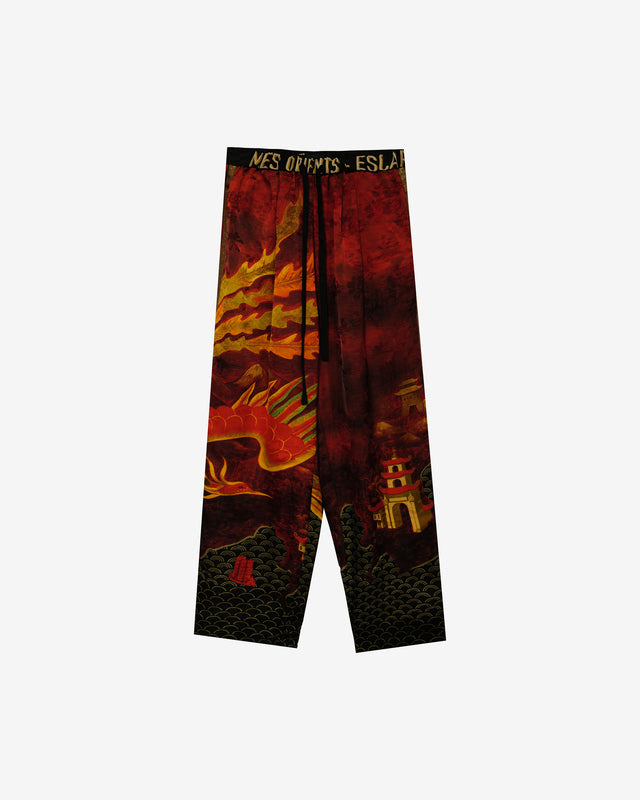 Pantalon Portia - Rouge : Pantalon en viscose jacquard – motif dragon Mes Demoiselles - Dernière image
