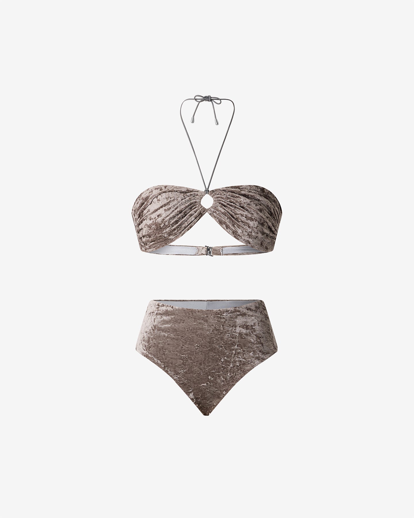 Maillot De Bain Vany - Gris : Maillot de bain 2 pièces bandeau en velours gris Mes Demoiselles