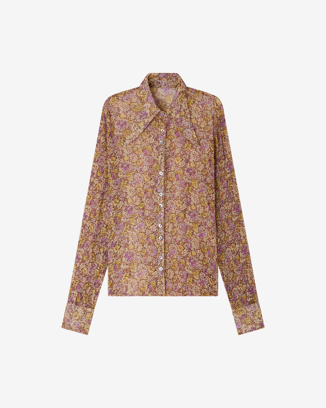 Chemise Veer - Violet : Chemise légère en viscose chiffon imprimé Liberty Mes Demoiselles - Dernière image