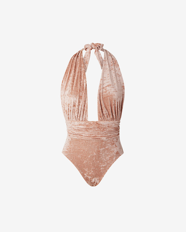 Maillot De Bain Venus - Rose : Maillot de bain 1 pièce avec effet velours rose Mes Demoiselles - Dernière image