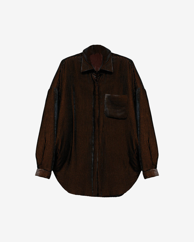 Veste-chemise en velours de soie dévoré - Orange : Manteaux & vestes Mes Demoiselles - Image 1