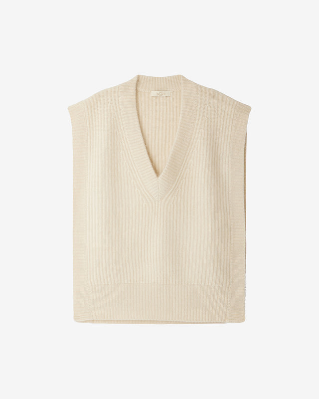 Top Wocca - Ivoire : Top poncho en maille écrue – raccoon & laine, côtes anglaises Mes Demoiselles - Dernière image