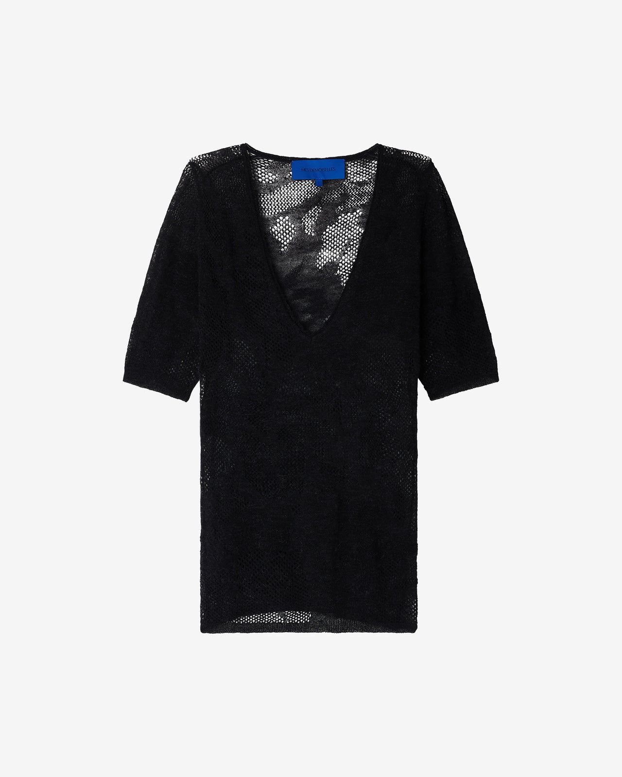 T - Shirt Apala - Noir : Tee - shirt en alpaca pointelle – Noir Mes Demoiselles - Image 5