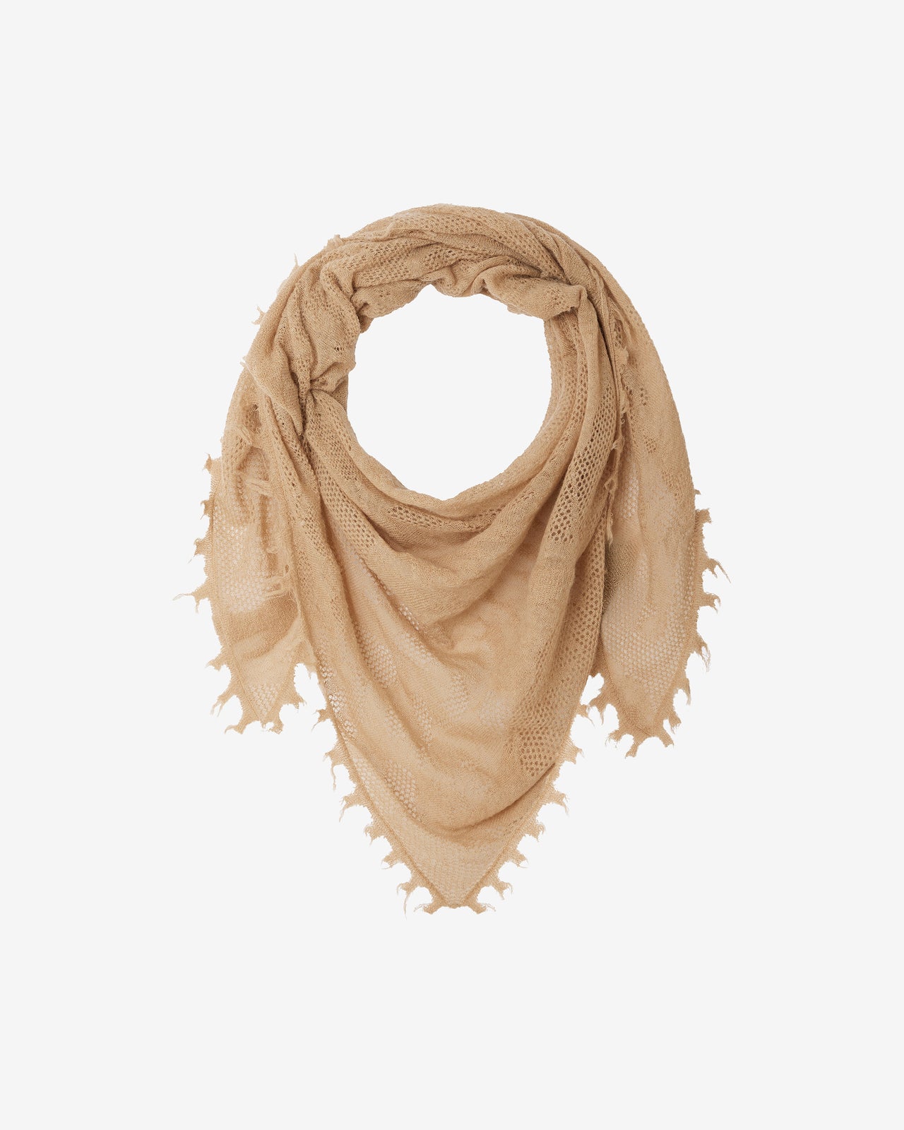Foulard triangulaire en alpaca pointelle – Beige - Accessoires Mes Demoiselles - Image 3