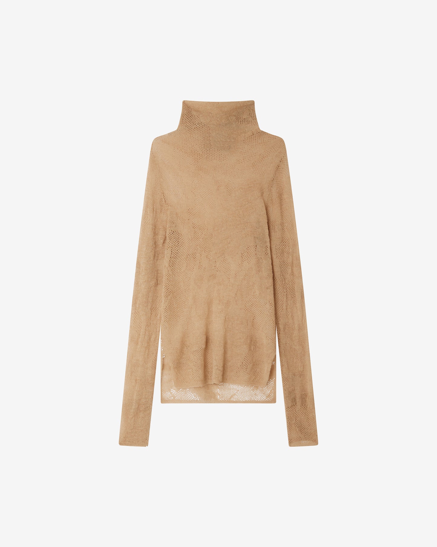 Pull col cheminée en alpaca pointelle – Beige - Pulls & gilets Mes Demoiselles