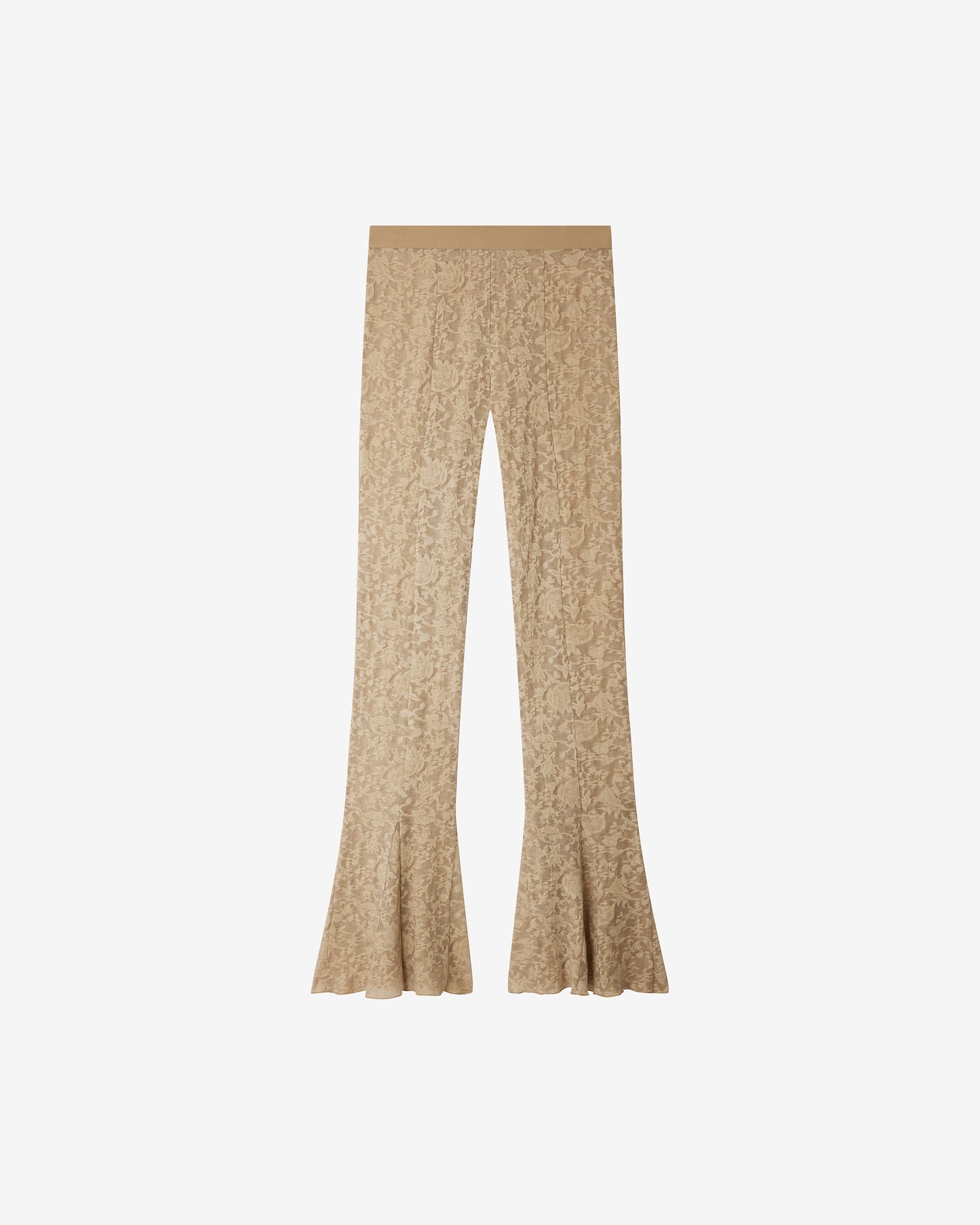 Pantalon évasé en dentelle jacquard – Beige - Pantalons & combinaisons Mes Demoiselles