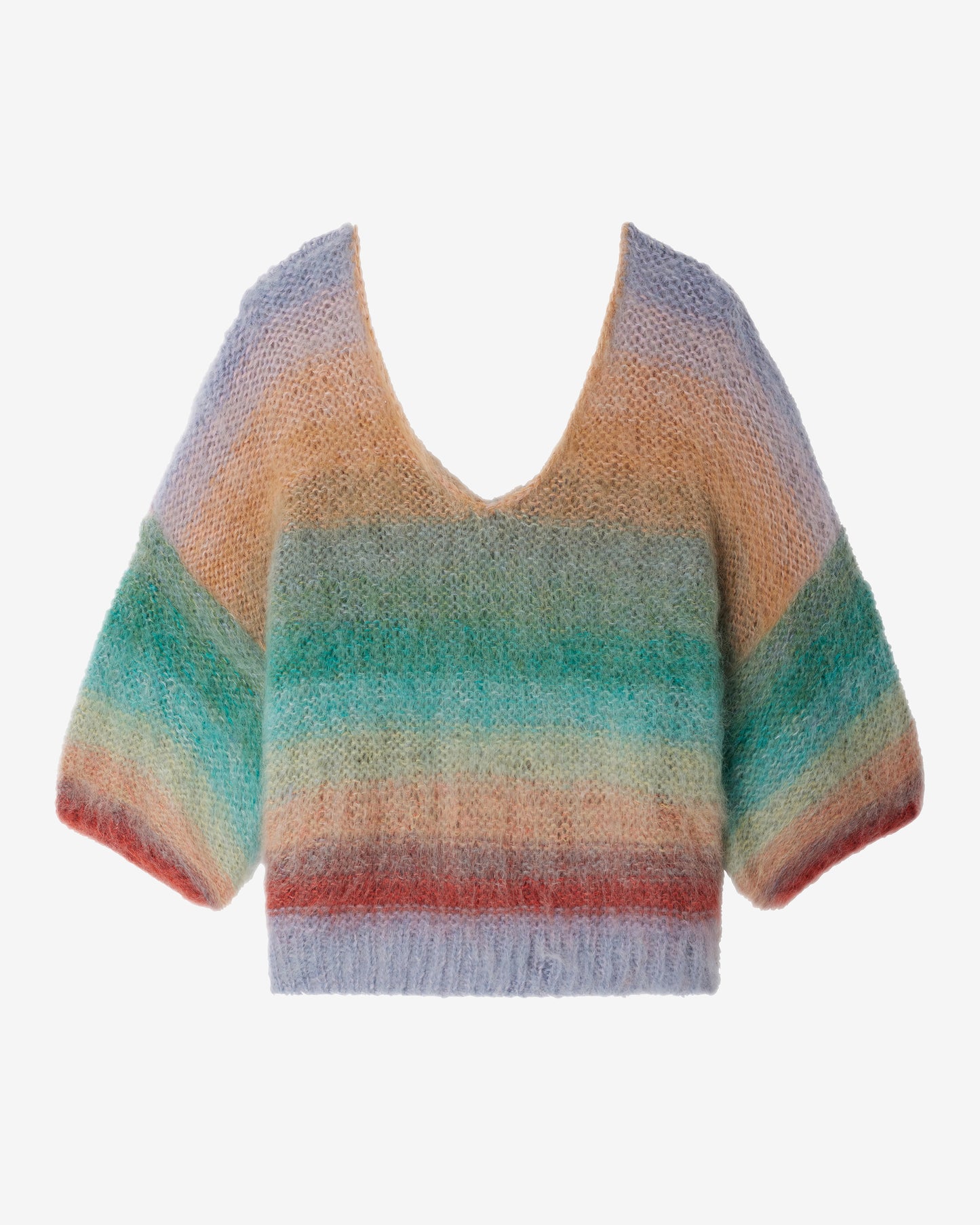 Pull court en mohair brossé – Dégradé bleu vert - Pulls & gilets Mes Demoiselles