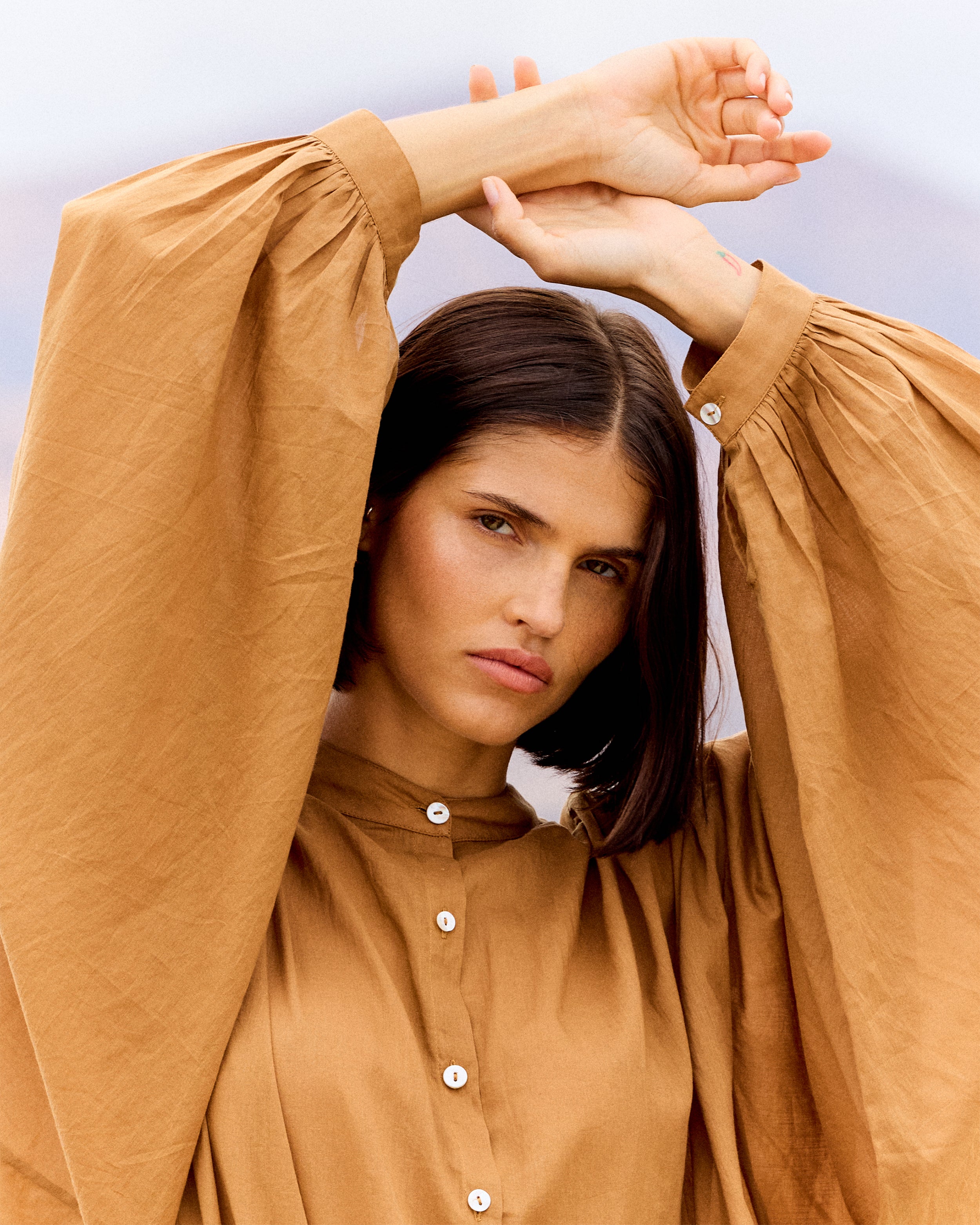 MES DEMOISELLES アパルトモン SHIRT Heliophile Celeste Caramel Shirt | Mes Demoiselles – Mes Demoiselles Paris