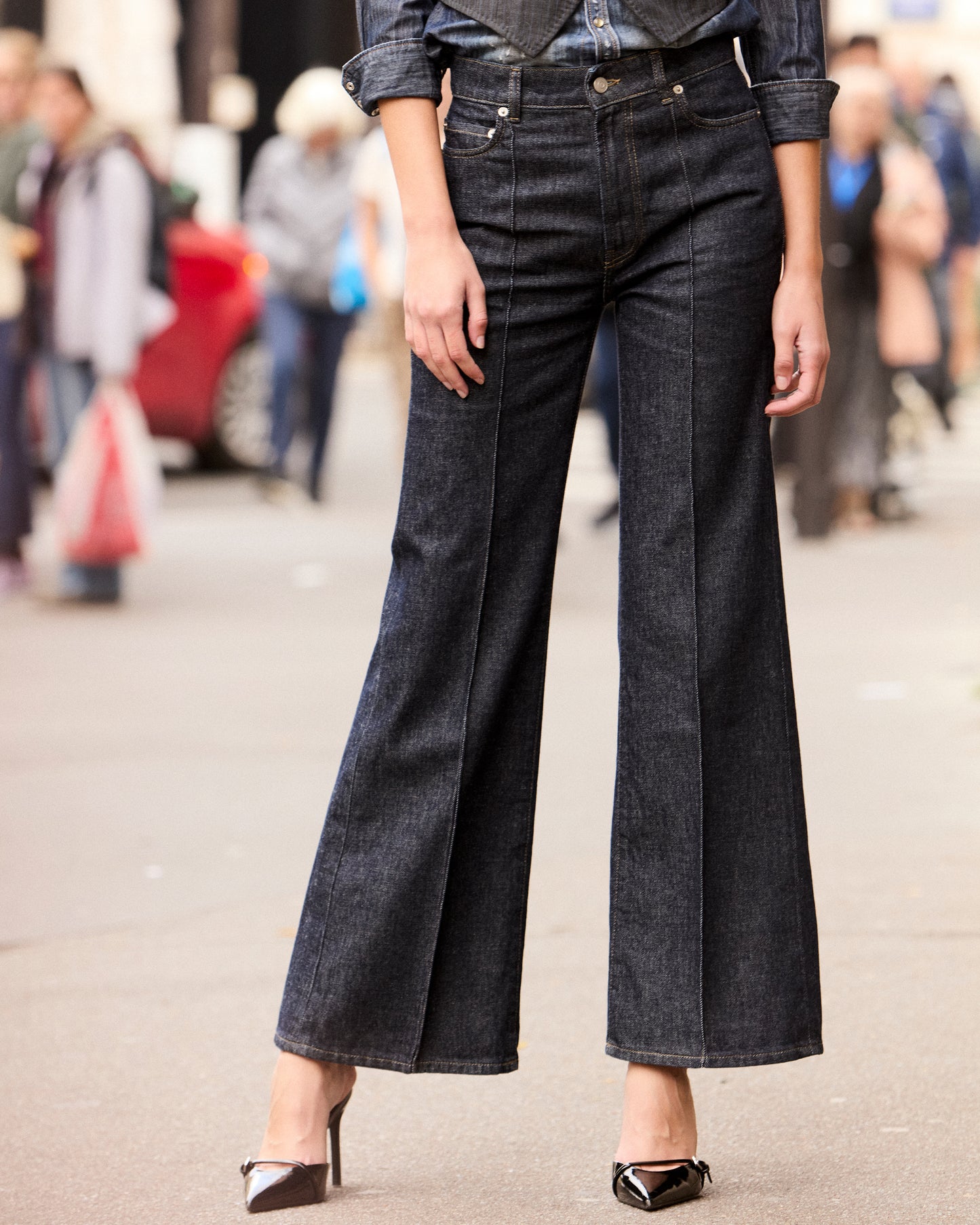 Jeans indigo élégant - surpiqure sur le devant - Pantalons & combinaisons Mes Demoiselles